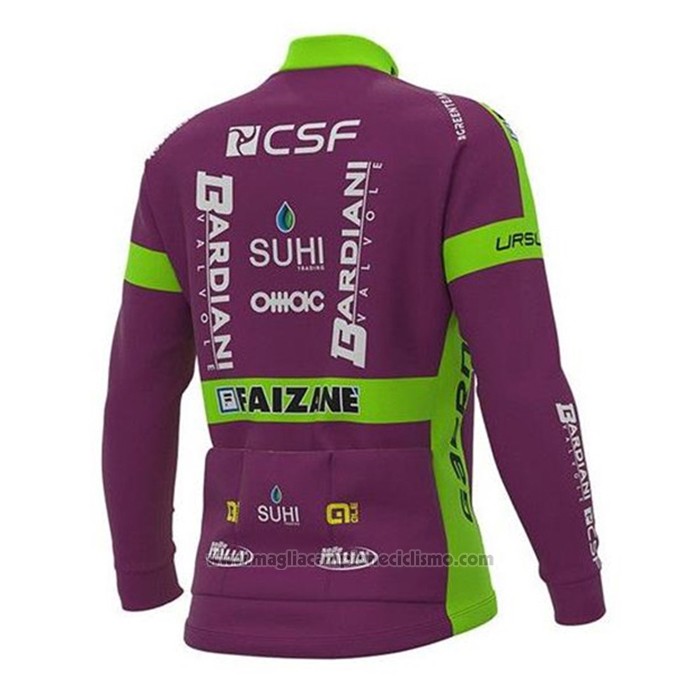 2020 Abbigliamento Ciclismo Bardiani Csf Viola Bianco Manica Lunga e Salopette